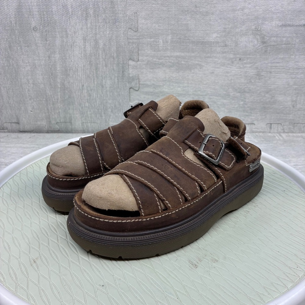 Vintage Y2K Candies Platform Sandals Women's 8 Brown Leather Chunky Fisherman